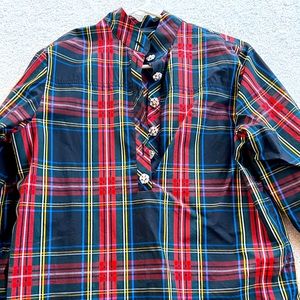 J Crew tartan plaid tunic top with jewel buttons!